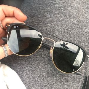 black with gold frame raybans